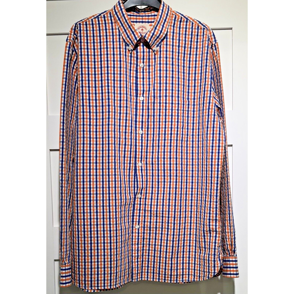BROOKS BROTHERS MEN'S GATOR BLUE/ORANGE BUTTON DOWN SHIRT XXL